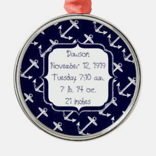 Maritimes Marineanker-Muster Silbernes Ornament