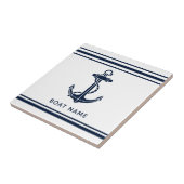 Maritimes Marineblaues Anker-Boot-Name Benutzerdef Fliese (Seite)