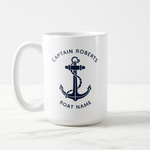 Maritimes Marineblaues Bootsanker Kapitän Benutzer Kaffeetasse