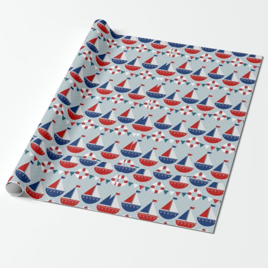 Maritimes Muster Geschenkpapier (Ungerollt)