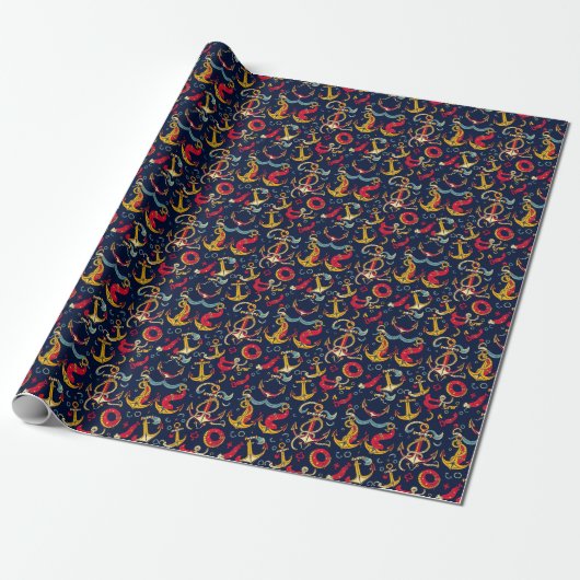 Maritimes Muster Geschenkpapier (Ungerollt)