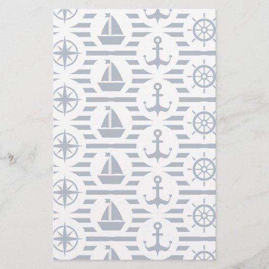 Maritimes Muster in Blau Briefpapier (Vorderseite)