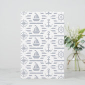 Maritimes Muster in Blau Briefpapier (Stehend Vorderseite)