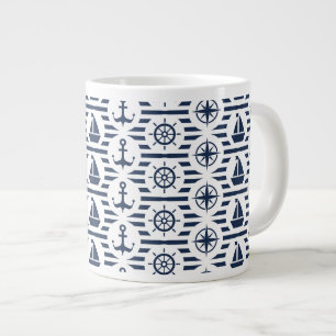 Maritimes Muster in Blau Jumbo-Tasse