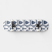 Maritimes Muster in Blau Skateboard (Horizontal)