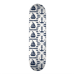 Maritimes Muster in Blau Skateboard