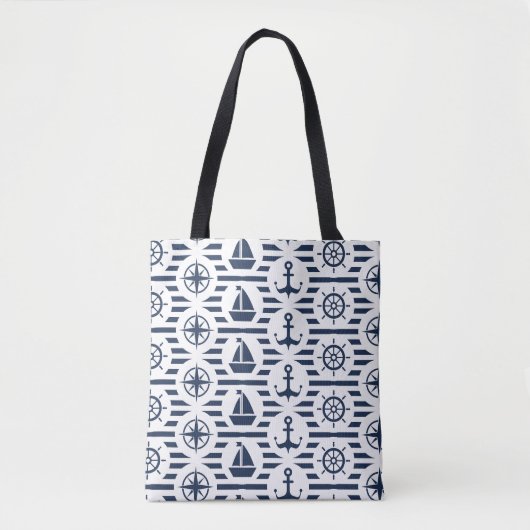 Maritimes Muster in Blau Tasche (Vorderseite)