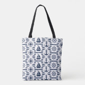 Maritimes Muster in Blau Tasche (Rückseite)