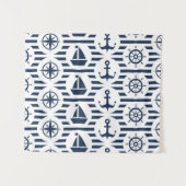 Maritimes Muster in Blau Wandteppich (Vorderseite (Horizontal))