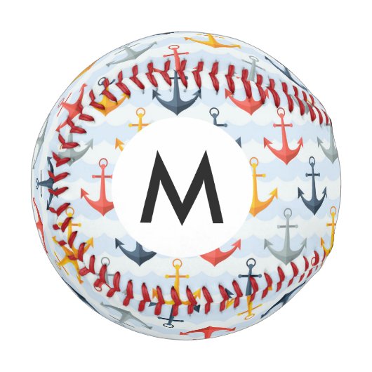 Maritimes Muster mit Ankern Baseball (Vorderseite Links)