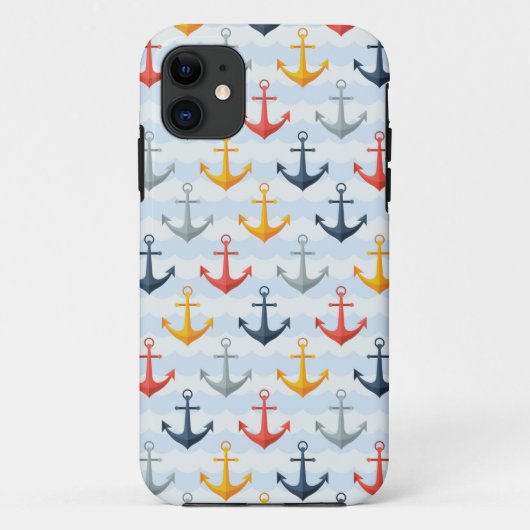 Maritimes Muster mit Ankern Case-Mate iPhone Hülle (Rückseite)