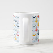 Maritimes Muster mit Ankern Jumbo-Tasse (Rückseite)