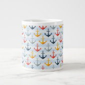 Maritimes Muster mit Ankern Jumbo-Tasse (Vorderseite)