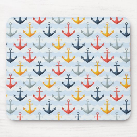 Maritimes Muster mit Ankern Mousepad (Vorne)