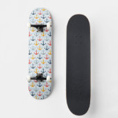 Maritimes Muster mit Ankern Skateboard (Vorderseite)