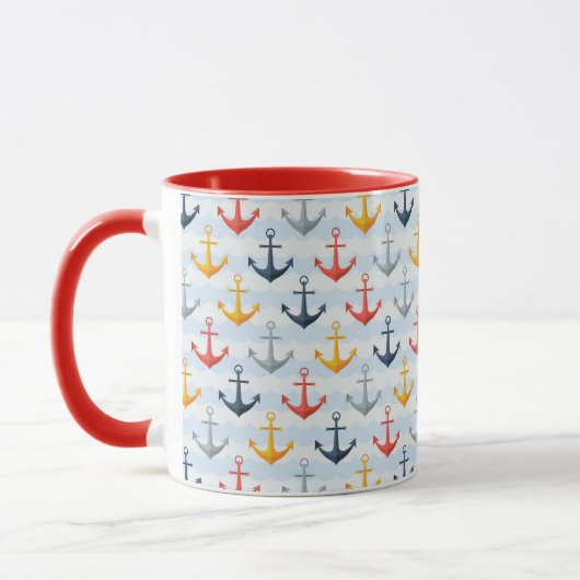 Maritimes Muster mit Ankern Tasse (Links)
