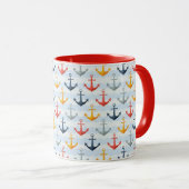 Maritimes Muster mit Ankern Tasse (VorderseiteRechts)