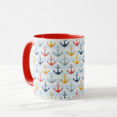 Maritimes Muster mit Ankern Tasse (Vorderseite Links)