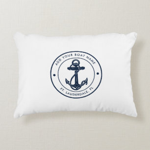 Maritimes Navy Blau Anker Bootsname Maßgeschneider Dekokissen