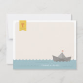 Maritimes Papierboot-Monogramm-Flagge Kinder-Schre Einladung (Vorderseite)