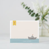 Maritimes Papierboot-Monogramm-Flagge Kinder-Schre Einladung (Stehend Vorderseite)