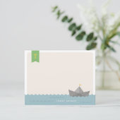 Maritimes Papierboot-Monogramm-Flagge-Kinderschrei Einladung (Stehend Vorderseite)