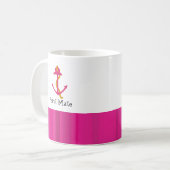 Maritimes rosa Schiffsanker Kaffeetasse (Vorderseite Links)