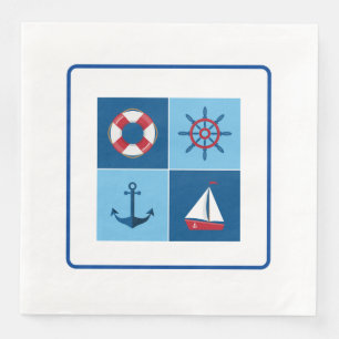 Maritimes Rot und Blau Serviette
