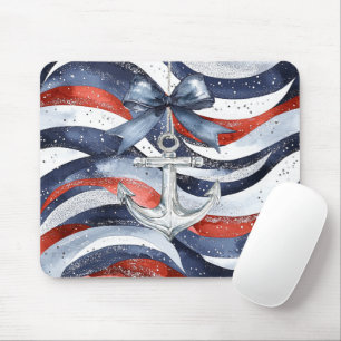 Maritimes Rot Weiß Blau Buganker Mousepad