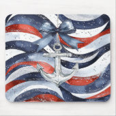 Maritimes Rot Weiß Blau Buganker Mousepad (Vorne)