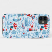Maritimes Rot-Weiß-Blau-Muster Case-Mate iPhone Hülle (Rückseite (Horizontal))