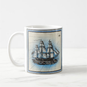 Maritimes Schiff Vintage Kaffee Tasse