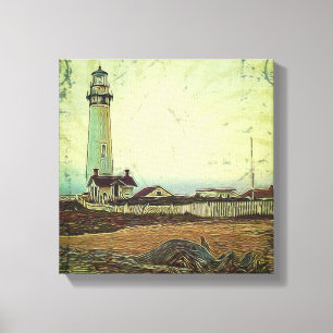 maritimes Seelandschaft Ölbild vintage Leuchtturm Leinwanddruck