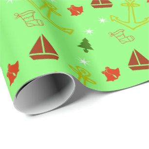 Maritimes Segelboot Weihnachtsgeschenkverpackung Geschenkpapier