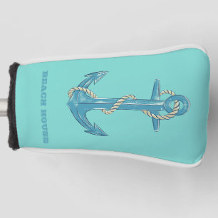 Maritimes Strandhaus, Anker, Seil, Mintgrün Golf Headcover