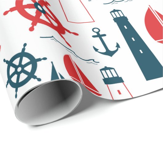 Maritimes Strandmuster-Geschenkpapier Geschenkpapier (Rolleneckpunkt)