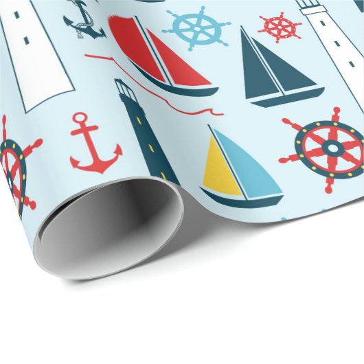 Maritimes Strandmuster-Geschenkpapier Geschenkpapier (Rolleneckpunkt)