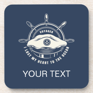 Maritimes Thema Marineblau Ihr Text Getränkeuntersetzer