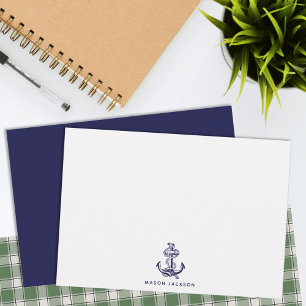 Maritimes Thema Navy Blau Anker Mitteilungskarte