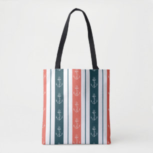 Maritimes Vintage-Anker auf Streifenmuster Tasche