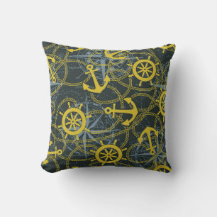 Maritimes Vintage-Muster, Anker und Karte. Kissen