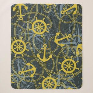 Maritimes Vintage-Muster, Anker und Karte. Sherpadecke