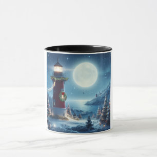 Maritimes Weihnachts-Leuchtturm Tasse