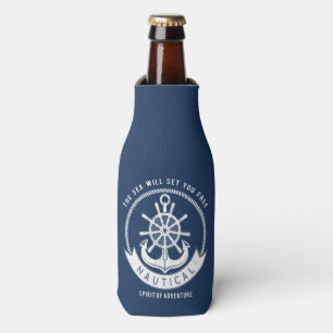 Maritiver Geist Anker,Steuerrad, Marineblau Flaschenkühler