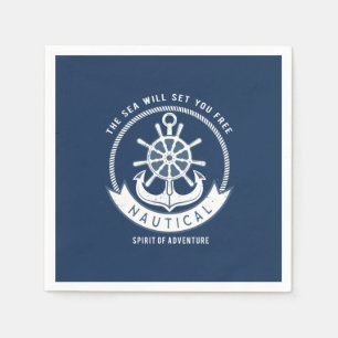 Maritiver Geist Anker,Steuerrad, Marineblau Serviette
