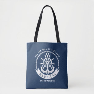 Maritiver Geist Anker,Steuerrad, Marineblau Tasche