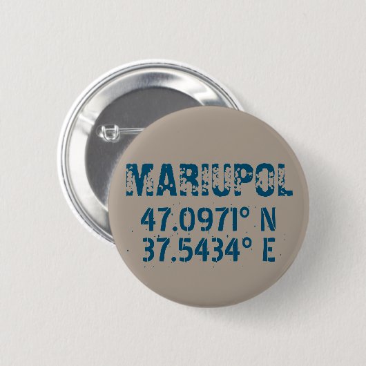 Mariupol Ukraine Latitude & Longitude beunruhigt Button (Vorne & Hinten)
