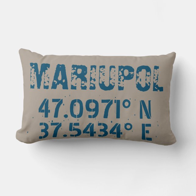 Mariupol Ukraine Latitude & Longitude Distressed  Lendenkissen (Vorderseite)