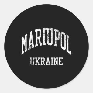 Mariupol Ukraine Retro 70er College-Sportstil Runder Aufkleber