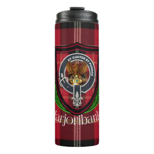 Marjoribanks schottischer Clan Tartan und Wappen Thermosbecher